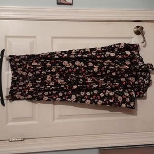 Women's long black floral skirt (S)